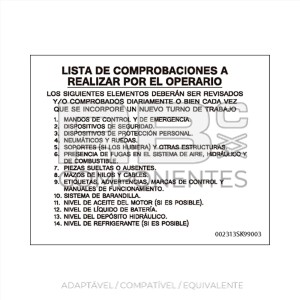 ADESIVO DE INSTRUÇÕES CHECKLIST