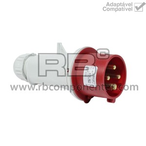 PLUG M/TRÊS FASES 3+T 16 AMP VERMELHO