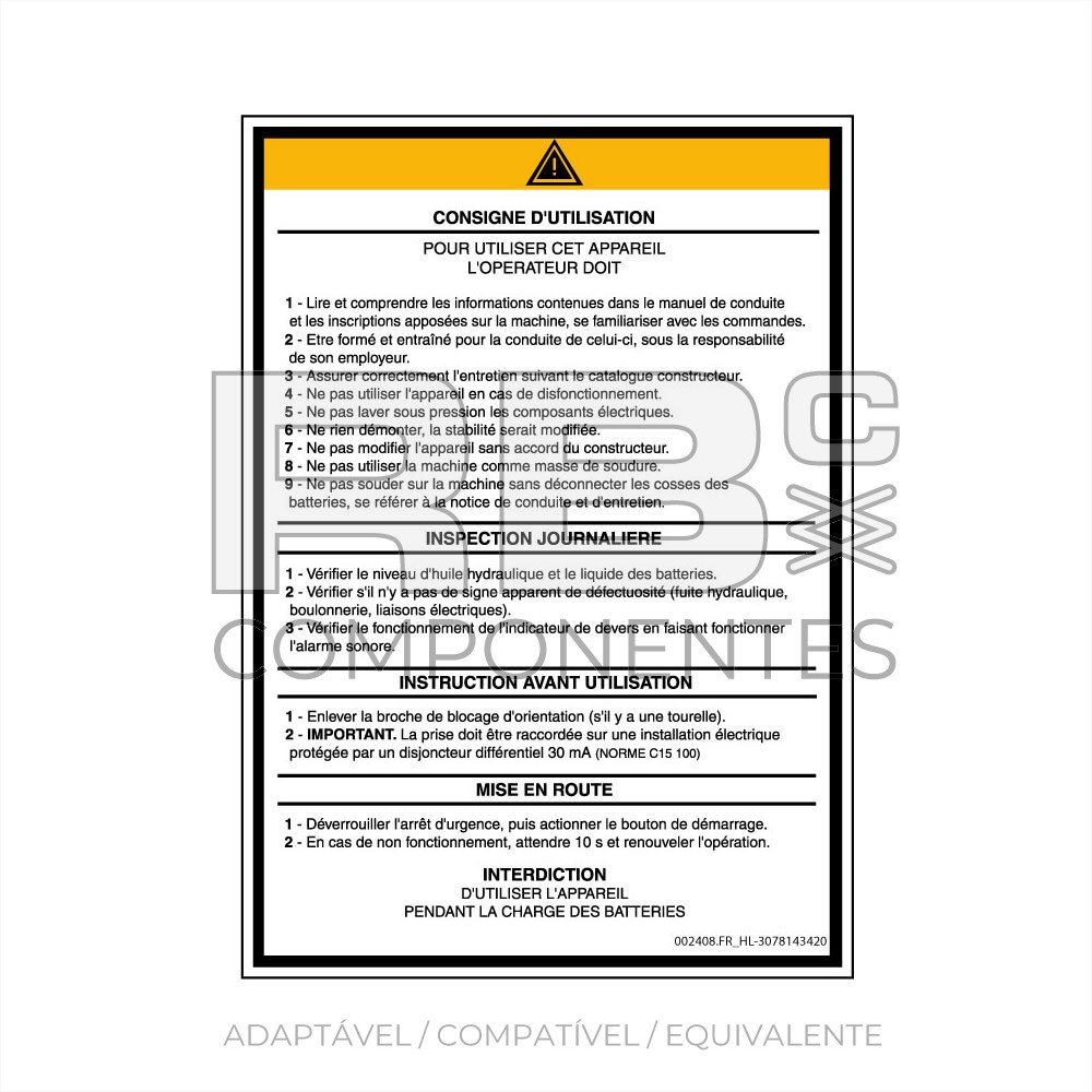 ADESIVO ADAPTAVEL REF HL  3078143420FRA