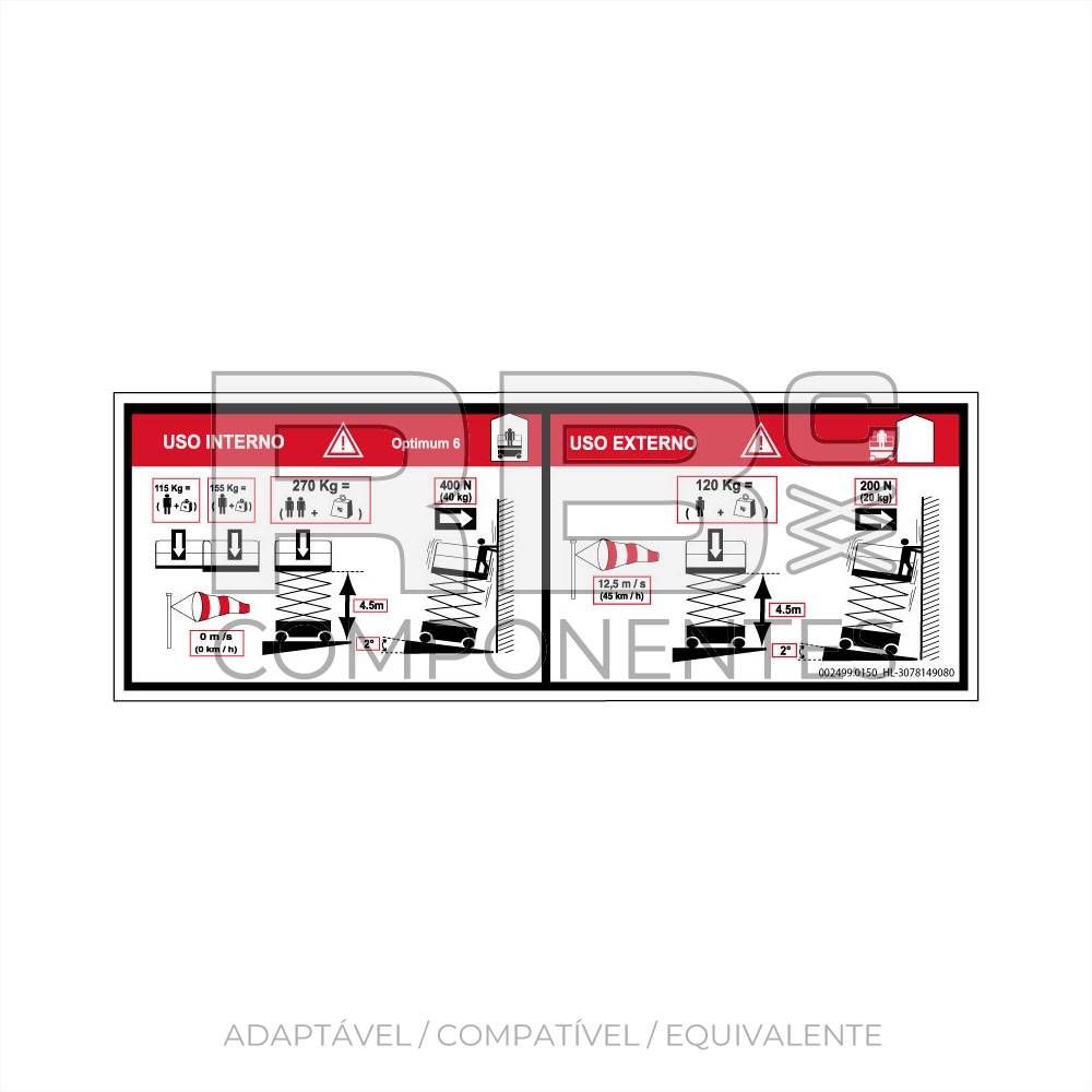ADESIVO ALTURA DO PISO + CARGA HL OPT 6