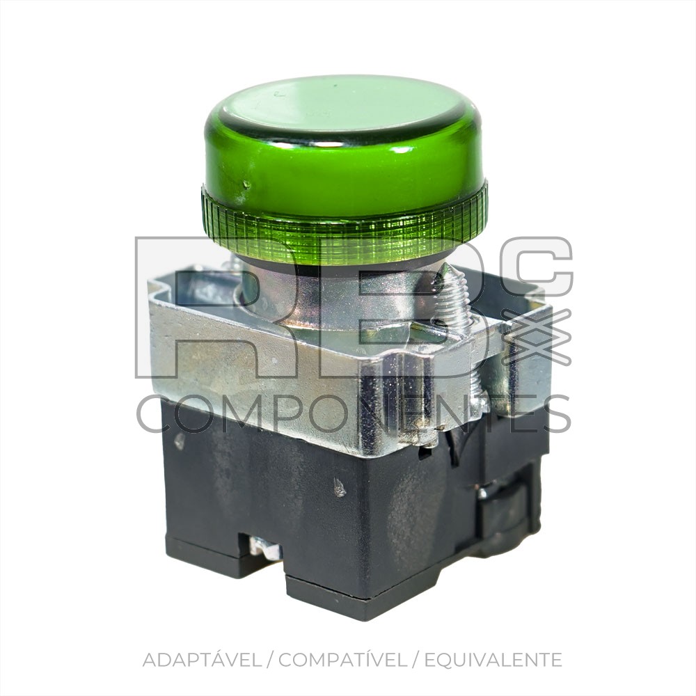 PILOTO VERDE COM SUPORTE E CONTATOS PARA LÂMPADA