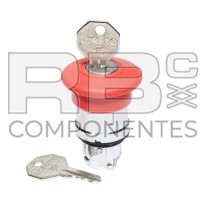 BOTÃO DE EMERGÊNCIA APERTA E GIRA C/CHAVE C/SUPORT
