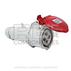 PLUG H/TRÊS FASES 3+T 16 AMP VERMELHO
