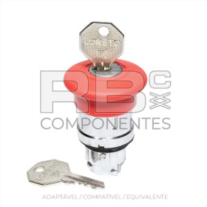 BOTÃO DE EMERGÊNCIA APERTA E GIRA C/CHAVE C/SUPORT