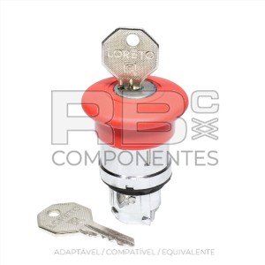 BOTÃO DE EMERGÊNCIA APERTA E GIRA C/CHAVE C/SUPORT